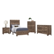 Full Size Bedroom-Brown-Panel Design-4-Piece Set-Bed-Nightstand-Dresser-Chest