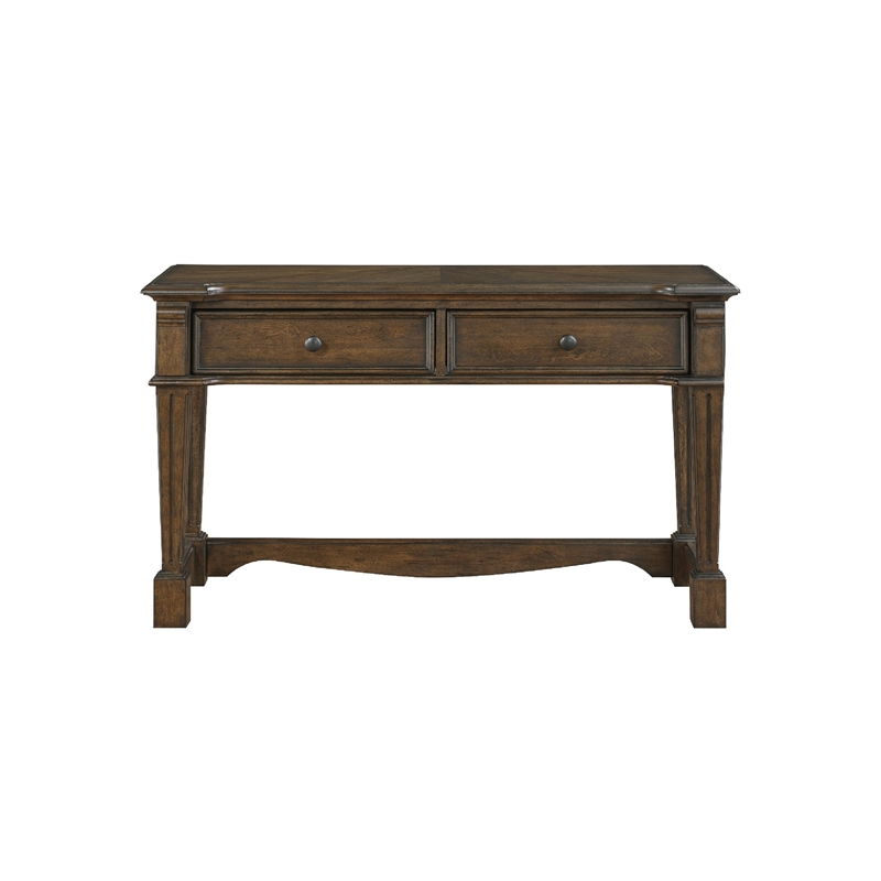 Rox Sofa Console Table- 50 Inch Top- 2 Drawers w Bronze Knobs- Brown