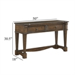 Rox Sofa Console Table- 50 Inch Top- 2 Drawers w Bronze Knobs- Brown