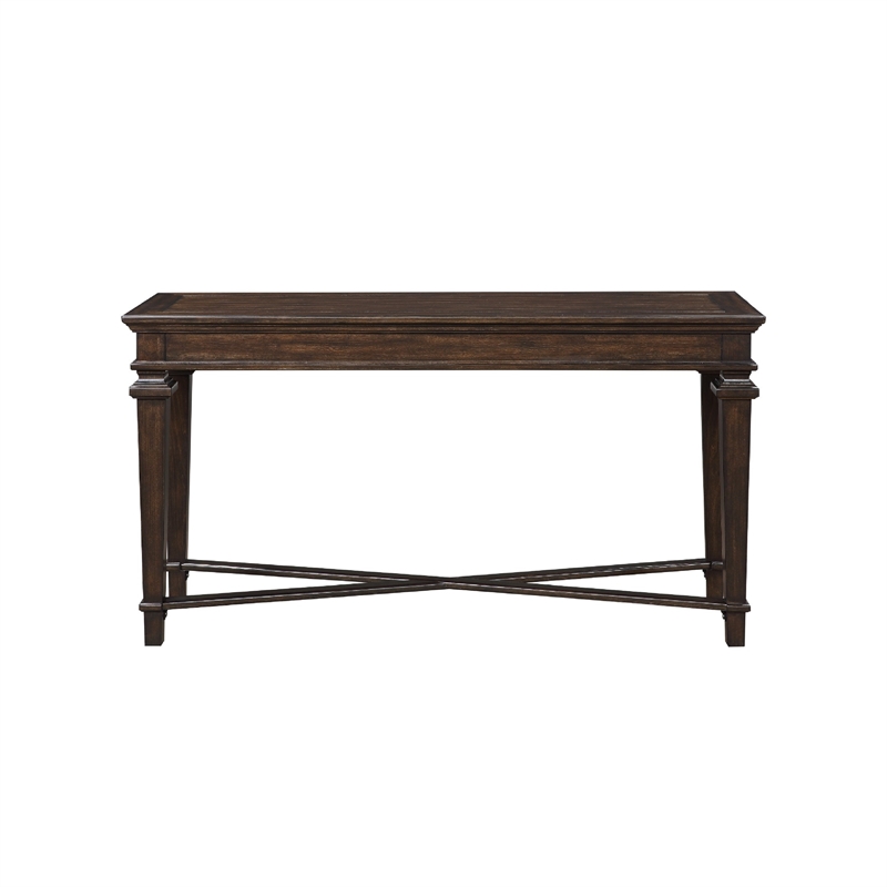 Tabby Sofa Console Table- 56 Inch Top- Cross Stretcher- Espresso Brown