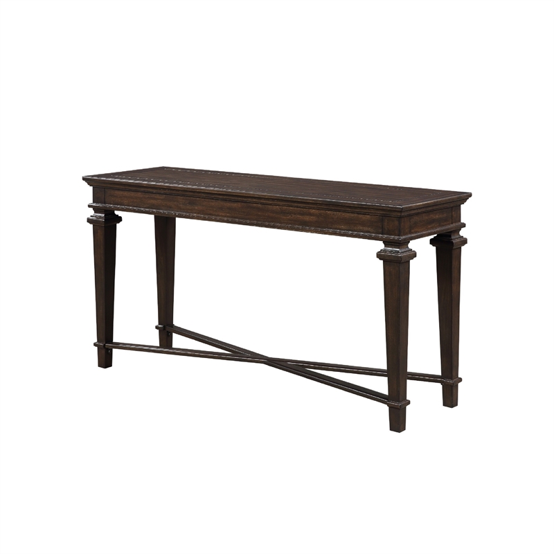 Tabby Sofa Console Table- 56 Inch Top- Cross Stretcher- Espresso Brown