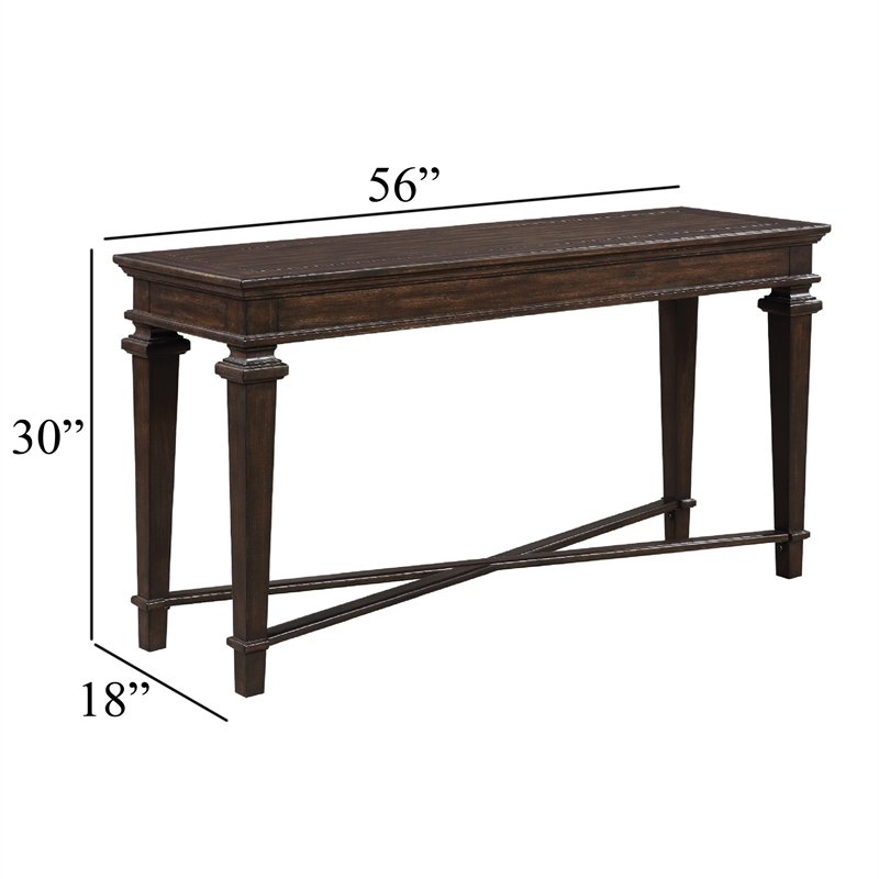Tabby Sofa Console Table- 56 Inch Top- Cross Stretcher- Espresso Brown