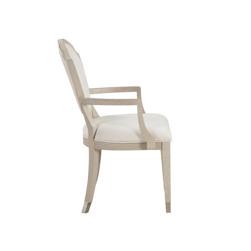 Olto Set of 2 Dining Armchairs- Ivory Chenille-Light Oak Brown Wood- Dipped Legs