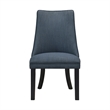 Keya Dining Side Chair Set of 2- Wingback- Blue Gray Polyester- Brown Wood