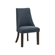 Keya Dining Side Chair Set of 2- Wingback- Blue Gray Polyester- Brown Wood