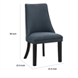 Keya Dining Side Chair Set of 2- Wingback- Blue Gray Polyester- Brown Wood