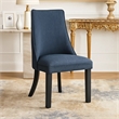 Keya Dining Side Chair Set of 2- Wingback- Blue Gray Polyester- Brown Wood
