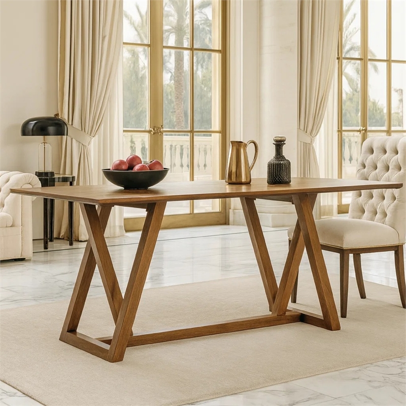 Namie Counter Height Dining Table- Brown Rectangular 78 Inch Wood Top