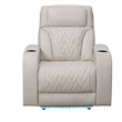 Jasi Power Reclining Chair with LED- Storage- USB Ports- Gray Leather Aire