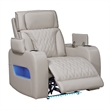 Jasi Power Reclining Chair with LED- Storage- USB Ports- Gray Leather Aire