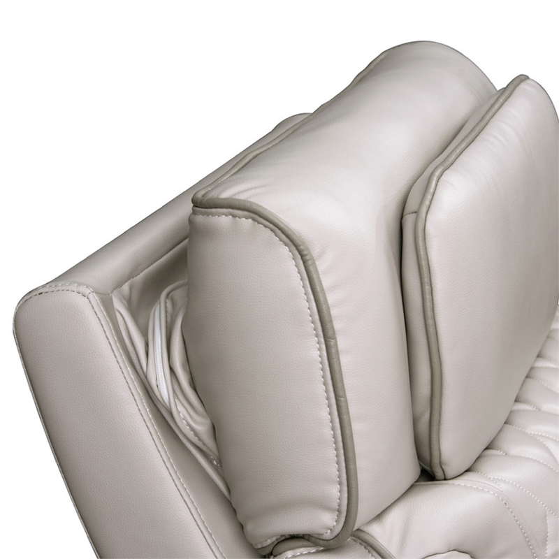 Jasi Power Reclining Chair with LED- Storage- USB Ports- Gray Leather Aire
