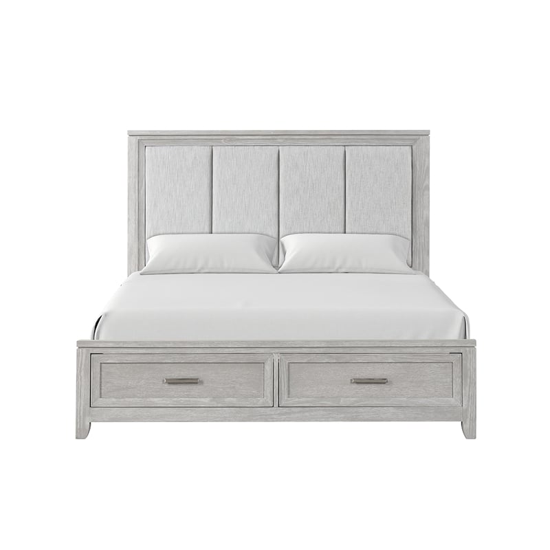 Ion King Bed- Storage Footboard- Picture Frame Moldings- Gray Wood