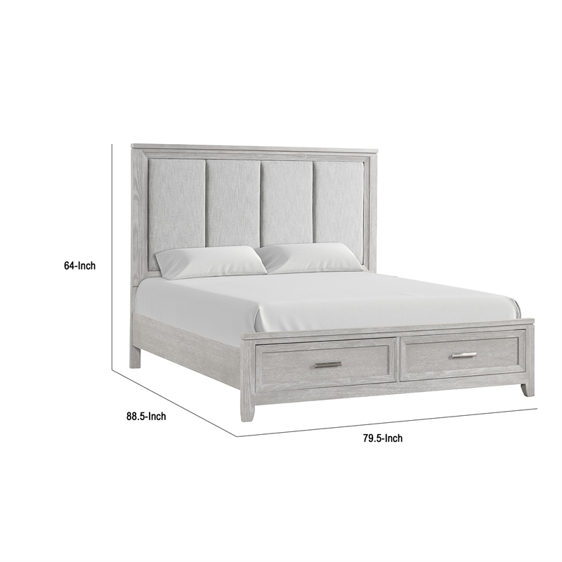 Ion King Bed- Storage Footboard- Picture Frame Moldings- Gray Wood