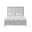 Ion Queen Bed- Storage Footboard- Picture Frame Moldings- Gray Wood