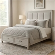 Ion Queen Bed- Storage Footboard- Picture Frame Moldings- Gray Wood