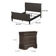 Queen Size Bedroom Set- Gray Finish-2-Piece Set with Bed and Matching Nightstand