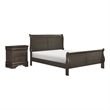 Queen Size Bedroom Set- Gray Finish-2-Piece Set with Bed and Matching Nightstand