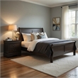 Full Size Bedroom Set- Gray Finish- 2-Piece Set with Bed and Nightstand