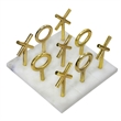 Tic Tac Toe Game Set- 7 Inch Gold Iron Decor- White Banswara Marble