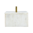 Decorative Storage Box- Gold Brass Handle- 7 Inch Luxe White Marble