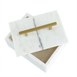 Decorative Storage Box- Gold Brass Handle- 7 Inch Luxe White Marble