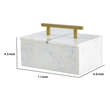 Decorative Storage Box- Gold Brass Handle- 7 Inch Luxe White Marble