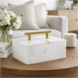 Decorative Storage Box- Gold Brass Handle- 7 Inch Luxe White Marble