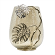 Azra Decorative Vase with Aluminum Leaf Handle- Gold-Silver Glass 11 Inch