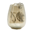 Azra Decorative Vase with Aluminum Leaf Handle- Gold-Silver Glass 11 Inch