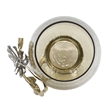 Azra Decorative Vase with Aluminum Leaf Handle- Gold-Silver Glass 11 Inch