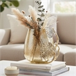 Azra Decorative Vase with Aluminum Leaf Handle- Gold-Silver Glass 11 Inch