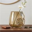 Azra Decorative Vase with Aluminum Leaf Handle- Gold-Silver Glass 11 Inch