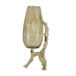 Dyna Decorative Vase with Branch Style Base- Aluminum- Gold Glass 18 Inch