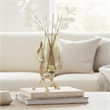 Dyna Decorative Vase with Branch Style Base- Aluminum- Gold Glass 18 Inch