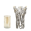 Akira Vase- Twig Inspired Frame- Aluminum-Glass- Silver-Gold- 14 Inch