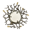 Akira Vase- Twig Inspired Frame- Aluminum-Glass- Silver-Gold- 14 Inch