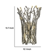 Akira Vase- Twig Inspired Frame- Aluminum-Glass- Silver-Gold- 14 Inch