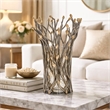 Akira Vase- Twig Inspired Frame- Aluminum-Glass- Silver-Gold- 14 Inch