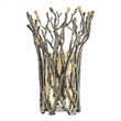 Akira Vase- Twig Inspired Frame- Aluminum-Glass- Silver-Gold- 14 Inch