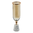 Kylie Decorative Vase with White Marble Base- Aluminum- Gold Glass 19 Inch