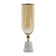 Kylie Decorative Vase with White Marble Base- Aluminum- Gold Glass 19 Inch