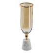 Kylie Decorative Vase with White Marble Base- Aluminum- Gold Glass 19 Inch