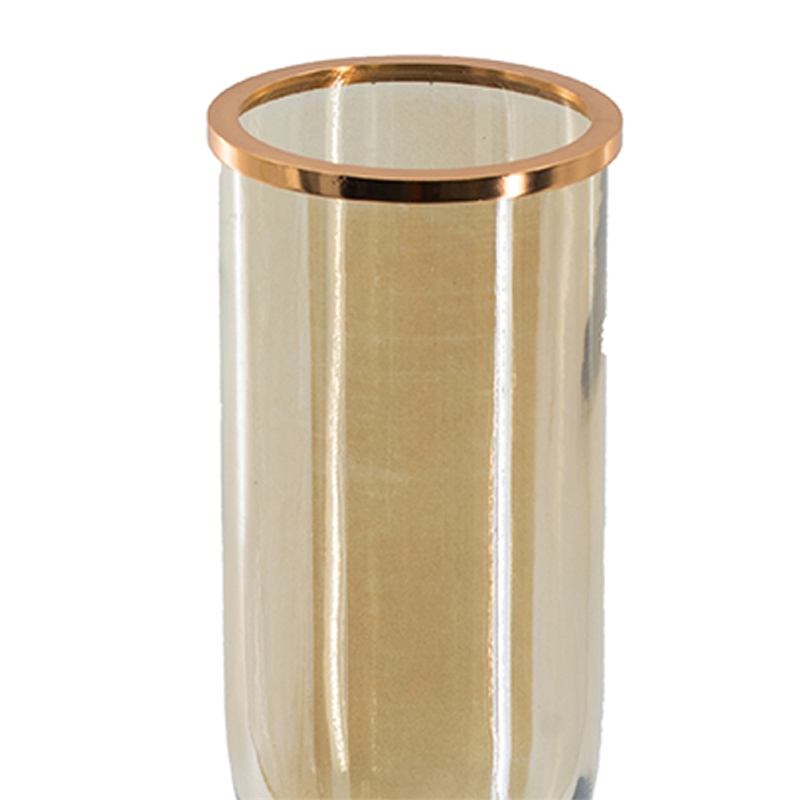 Kylie Decorative Vase with White Marble Base- Aluminum- Gold Glass 19 Inch