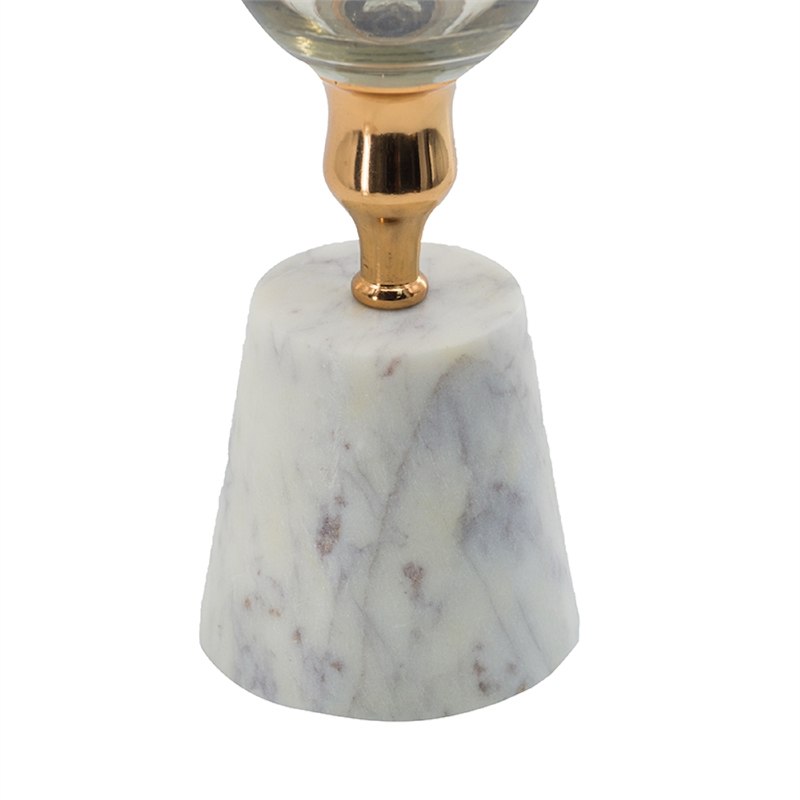Kylie Decorative Vase with White Marble Base- Aluminum- Gold Glass 19 Inch