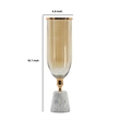 Kylie Decorative Vase with White Marble Base- Aluminum- Gold Glass 19 Inch