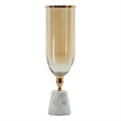 Kylie Decorative Vase with White Marble Base- Aluminum- Gold Glass 19 Inch