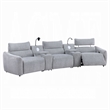 Falo Modular Power Motion Recliner Armless Chair- Light Gray Chenille