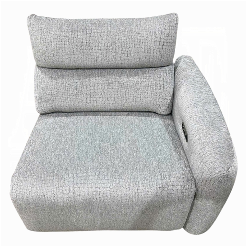 Falo Modular Power Motion Right Recliner Chair- Foam Light Gray Chenille