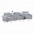 Falo Modular Power Motion Right Recliner Chair- Foam Light Gray Chenille