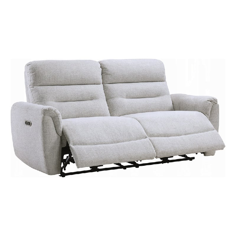 Tres Power Motion Recliner Sofa with USB Port- 2 Seater- Gray Chenille